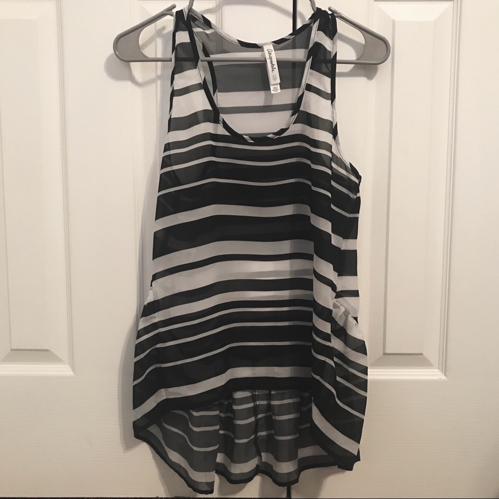 Black and White Striped Sheer Aeropostale Tank Top